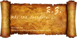 Réthi Zoltán névjegykártya