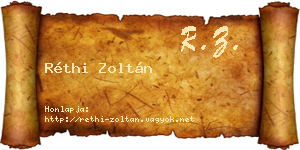 Réthi Zoltán névjegykártya